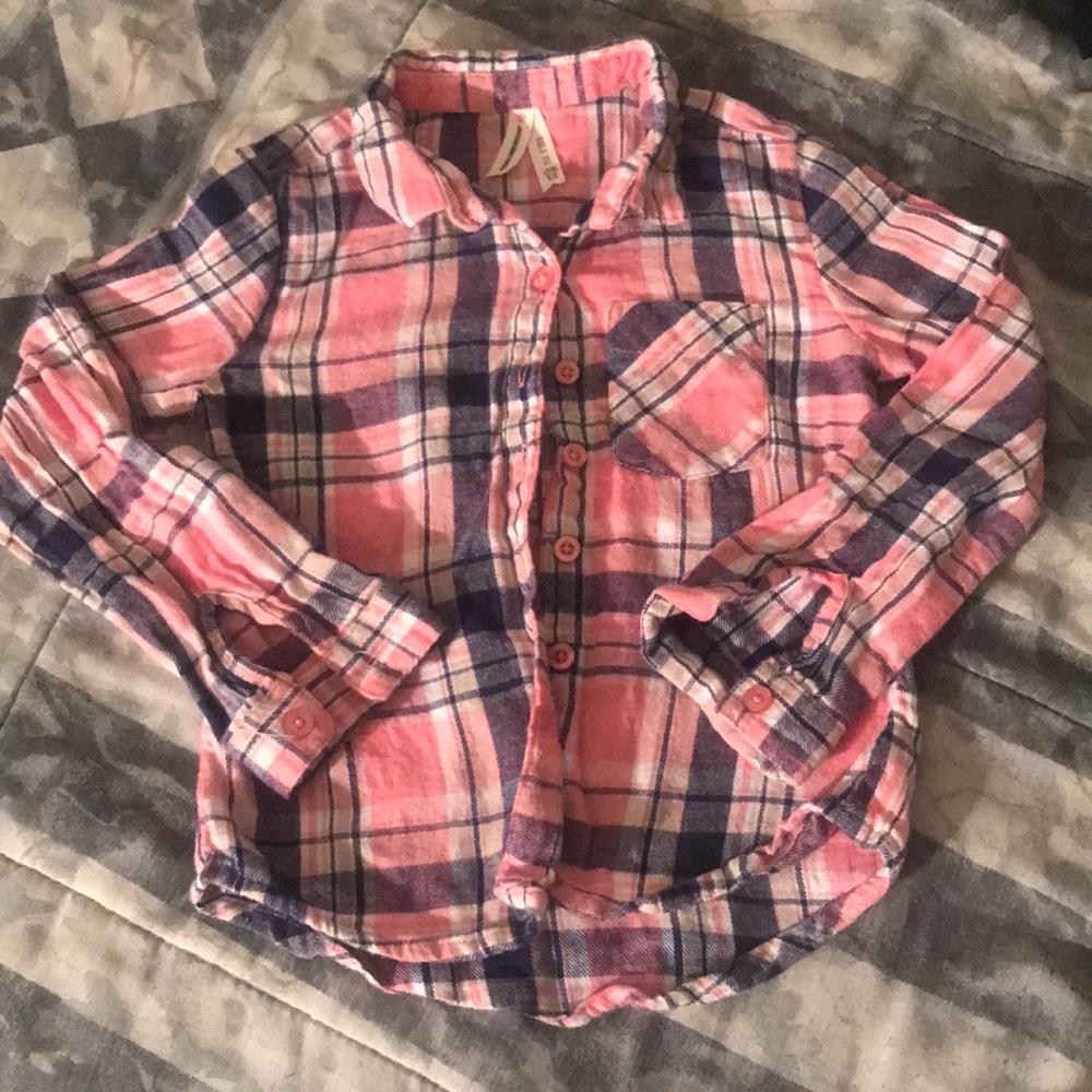 Toddler Girls Plaid Button Down